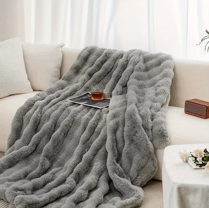 Fluffy Faux Rabbit Blanket