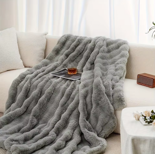 Fluffy Faux Rabbit Blanket